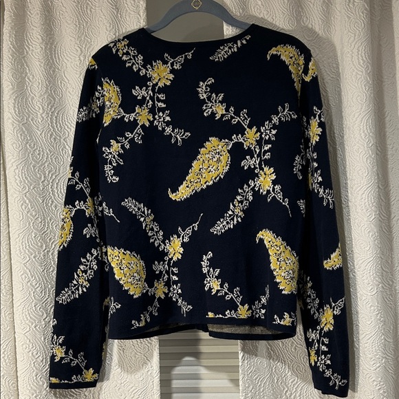 Ann Taylor Navy Floral 100% Cotton Zip Cardigan Small - Picture 4 of 4